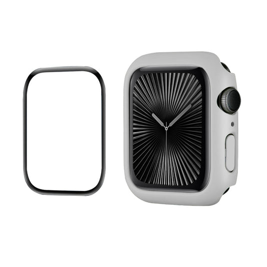 For Apple Watch Series 11 / 10 46mm ENKAY Hat-Prince 2 in 1 Solid Color PC Watch Case with Full Coverage PMMA Soft Film(Light Grey)