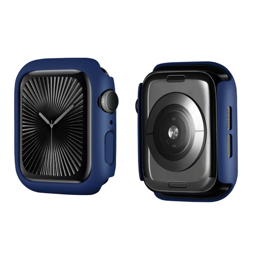 For Apple Watch Series 11 / 10 46mm ENKAY Hat-Prince 2 in 1 Solid Color PC Watch Case with Full Coverage PMMA Soft Film(Dark Blue)