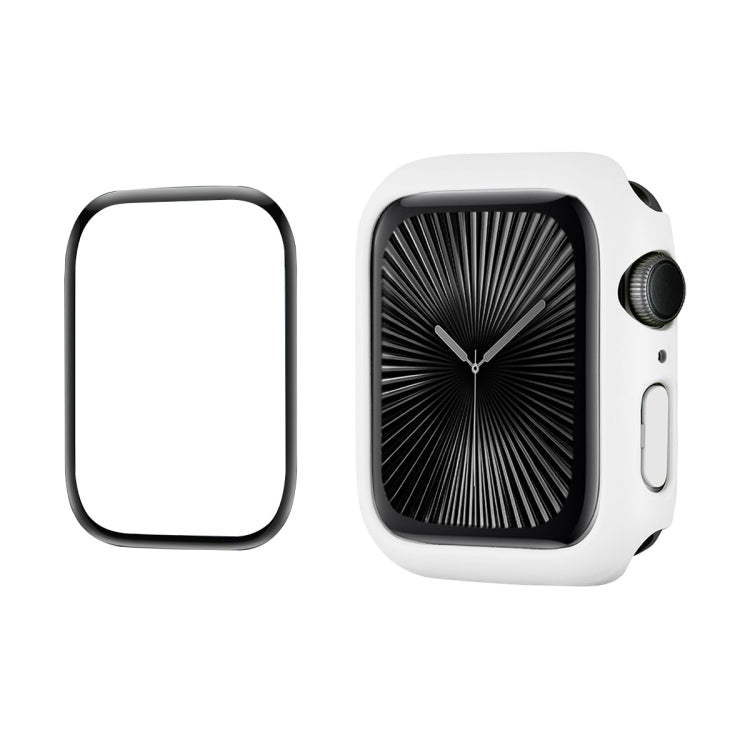 For Apple Watch Series 11 / 10 42mm ENKAY Hat-Prince 2 in 1 Solid Color PC Watch Case with Full Coverage PMMA Soft Film(White)