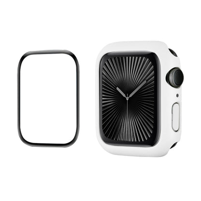 For Apple Watch Series 11 / 10 42mm ENKAY Hat-Prince 2 in 1 Solid Color PC Watch Case with Full Coverage PMMA Soft Film(White)