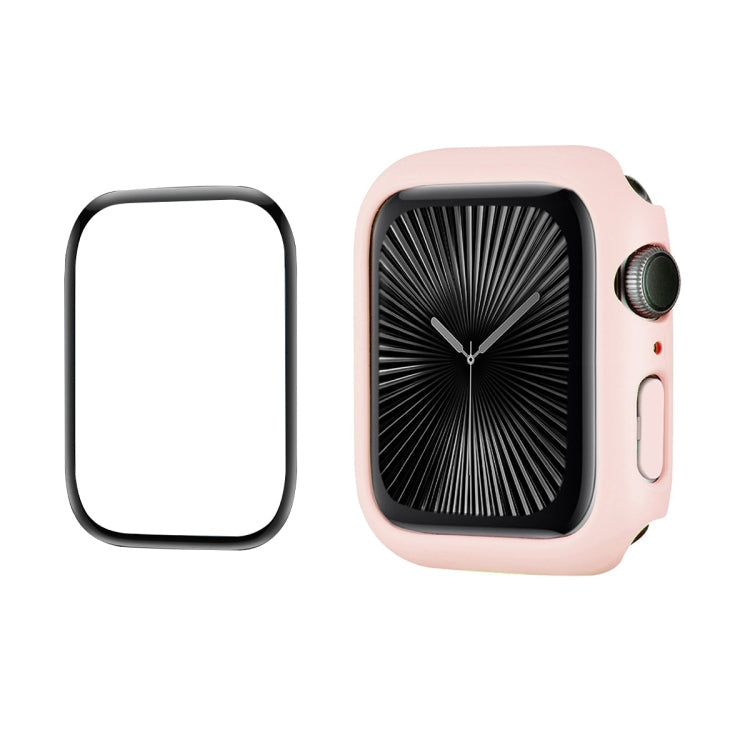 For Apple Watch Series 11 / 10 42mm ENKAY Hat-Prince 2 in 1 Solid Color PC Watch Case with Full Coverage PMMA Soft Film(Pink)
