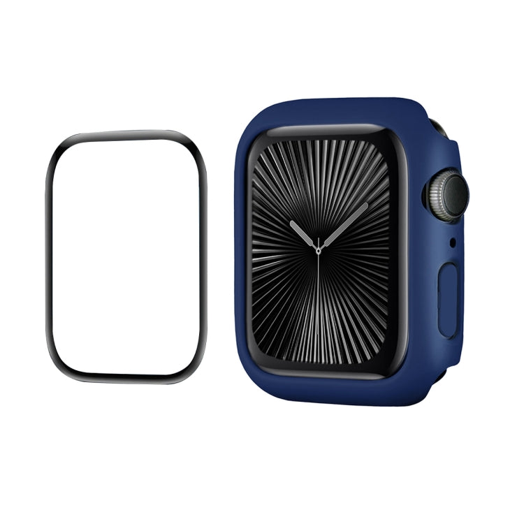 For Apple Watch Series 11 / 10 42mm ENKAY Hat-Prince 2 in 1 Solid Color PC Watch Case with Full Coverage PMMA Soft Film(Dark Blue)