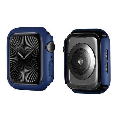 For Apple Watch Series 11 / 10 42mm ENKAY Hat-Prince 2 in 1 Solid Color PC Watch Case with Full Coverage PMMA Soft Film(Dark Blue)