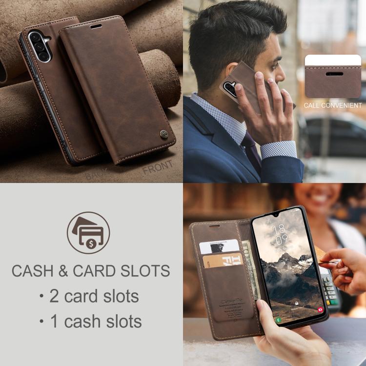 For Galaxy A26 5G CaseMe 013 Multifunctional Horizontal Flip Leather Phone Case(Coffee)