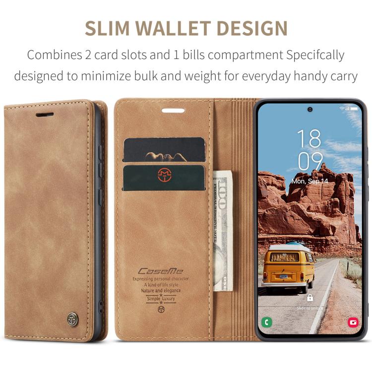 For Galaxy S25+ 5G CaseMe 013 Multifunctional Horizontal Flip Leather Phone Case(Brown)