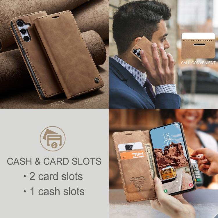 For Galaxy S25+ 5G CaseMe 013 Multifunctional Horizontal Flip Leather Phone Case(Brown)