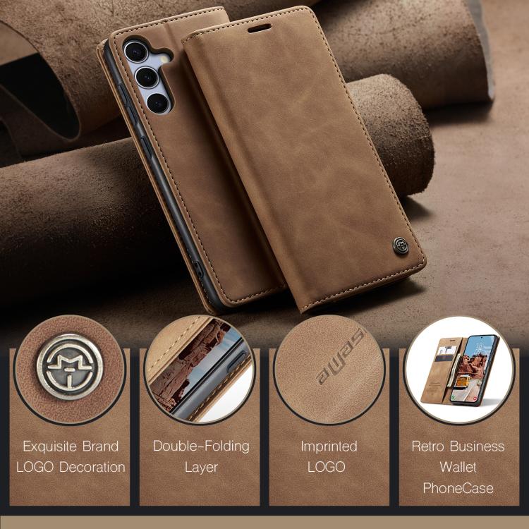 For Galaxy S25+ 5G CaseMe 013 Multifunctional Horizontal Flip Leather Phone Case(Brown)