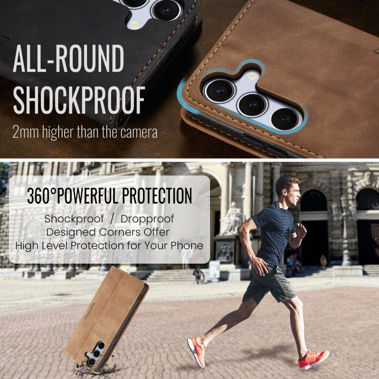 For Galaxy S25+ 5G CaseMe 013 Multifunctional Horizontal Flip Leather Phone Case(Brown)