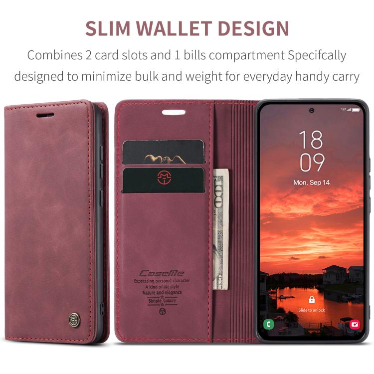 For Galaxy S25+ 5G CaseMe 013 Multifunctional Horizontal Flip Leather Phone Case(Red)