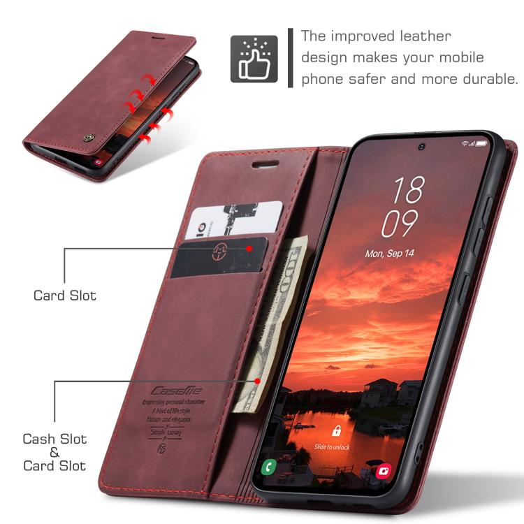 For Galaxy S25+ 5G CaseMe 013 Multifunctional Horizontal Flip Leather Phone Case(Red)
