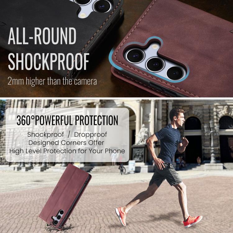 For Galaxy S25+ 5G CaseMe 013 Multifunctional Horizontal Flip Leather Phone Case(Red)