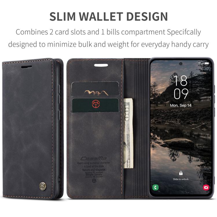 For Galaxy S25+ 5G CaseMe 013 Multifunctional Horizontal Flip Leather Phone Case(Black)