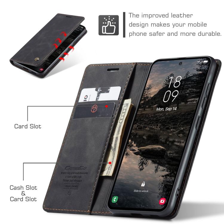 For Galaxy S25+ 5G CaseMe 013 Multifunctional Horizontal Flip Leather Phone Case(Black)