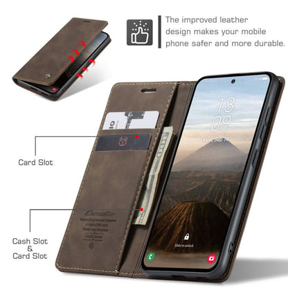 For Galaxy S25 5G CaseMe 013 Multifunctional Horizontal Flip Leather Phone Case(Coffee)