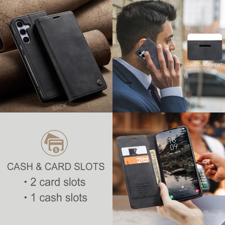 For Samsung Galaxy S25 5G CaseMe 013 Multifunctional Horizontal Flip Leather Phone Case(Black)