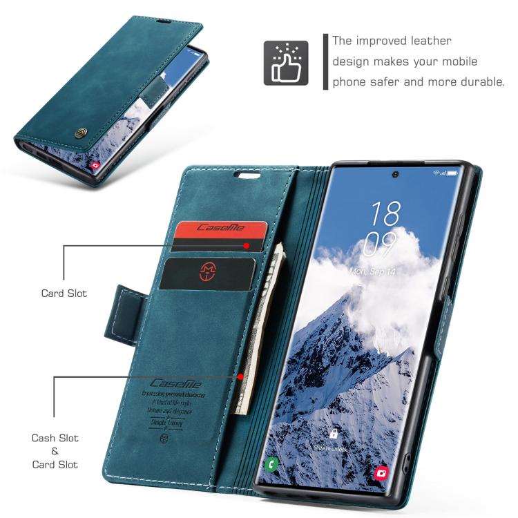 For Galaxy S25 Ultra 5G CaseMe 013 Multifunctional Horizontal Flip Leather Phone Case(Blue)
