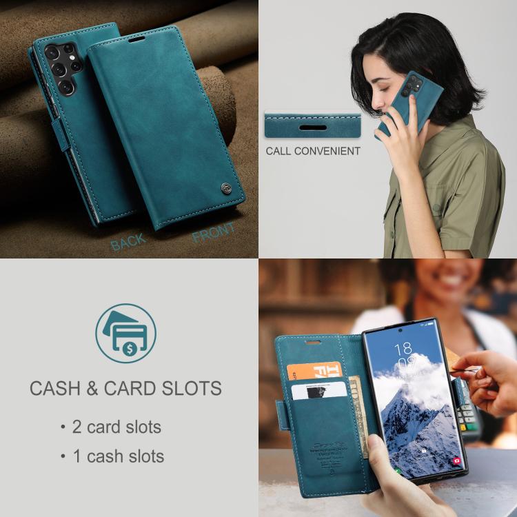 For Galaxy S25 Ultra 5G CaseMe 013 Multifunctional Horizontal Flip Leather Phone Case(Blue)