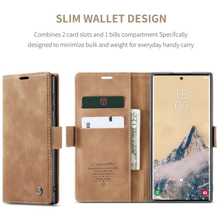 For Galaxy S25 Ultra 5G CaseMe 013 Multifunctional Horizontal Flip Leather Phone Case(Brown)