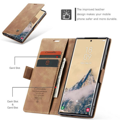 For Galaxy S25 Ultra 5G CaseMe 013 Multifunctional Horizontal Flip Leather Phone Case(Brown)