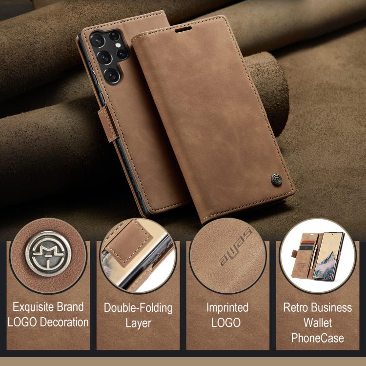 For Galaxy S25 Ultra 5G CaseMe 013 Multifunctional Horizontal Flip Leather Phone Case(Brown)