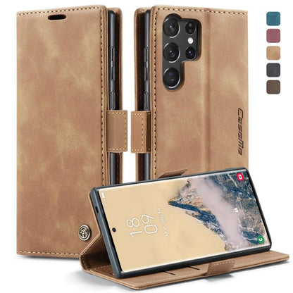 For Galaxy S25 Ultra 5G CaseMe 013 Multifunctional Horizontal Flip Leather Phone Case(Brown)