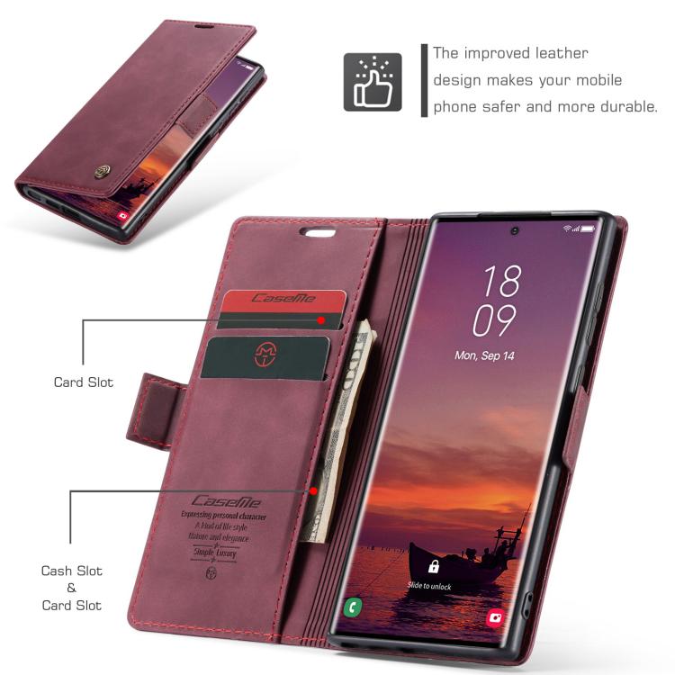 For Galaxy S25 Ultra 5G CaseMe 013 Multifunctional Horizontal Flip Leather Phone Case(Red)