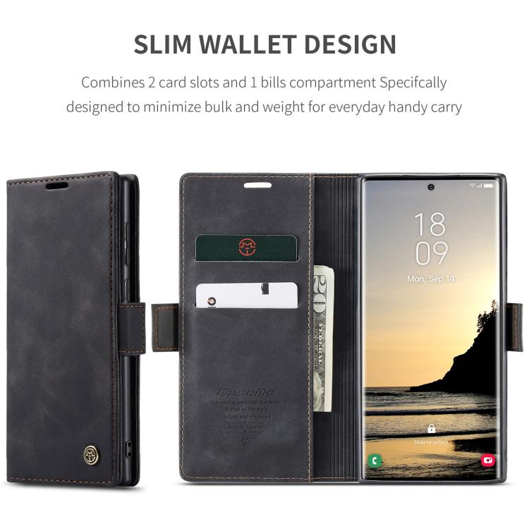 For Galaxy S25 Ultra 5G CaseMe 013 Multifunctional Horizontal Flip Leather Phone Case(Black)