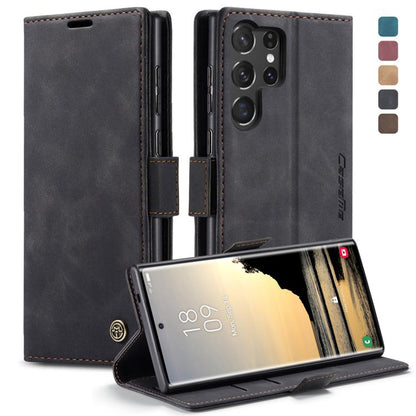 For Galaxy S25 Ultra 5G CaseMe 013 Multifunctional Horizontal Flip Leather Phone Case(Black)