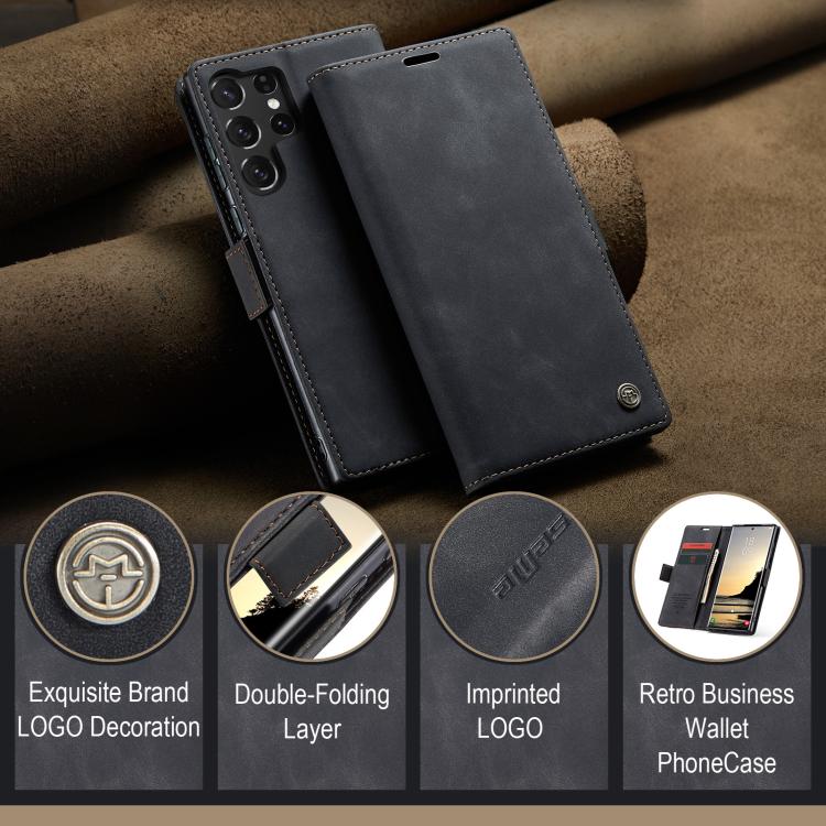 For Galaxy S25 Ultra 5G CaseMe 013 Multifunctional Horizontal Flip Leather Phone Case(Black)