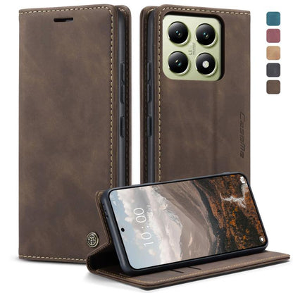 For Xiaomi 14T CaseMe 013 Multifunctional Horizontal Flip Leather Phone Case(Coffee)