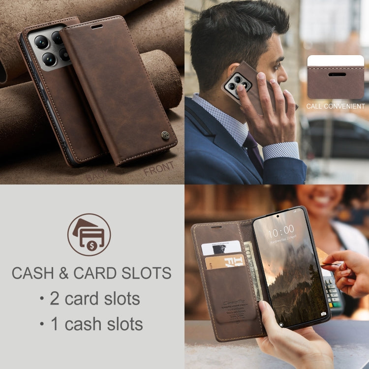 For Xiaomi 14T Pro CaseMe 013 Multifunctional Horizontal Flip Leather Phone Case(Coffee)