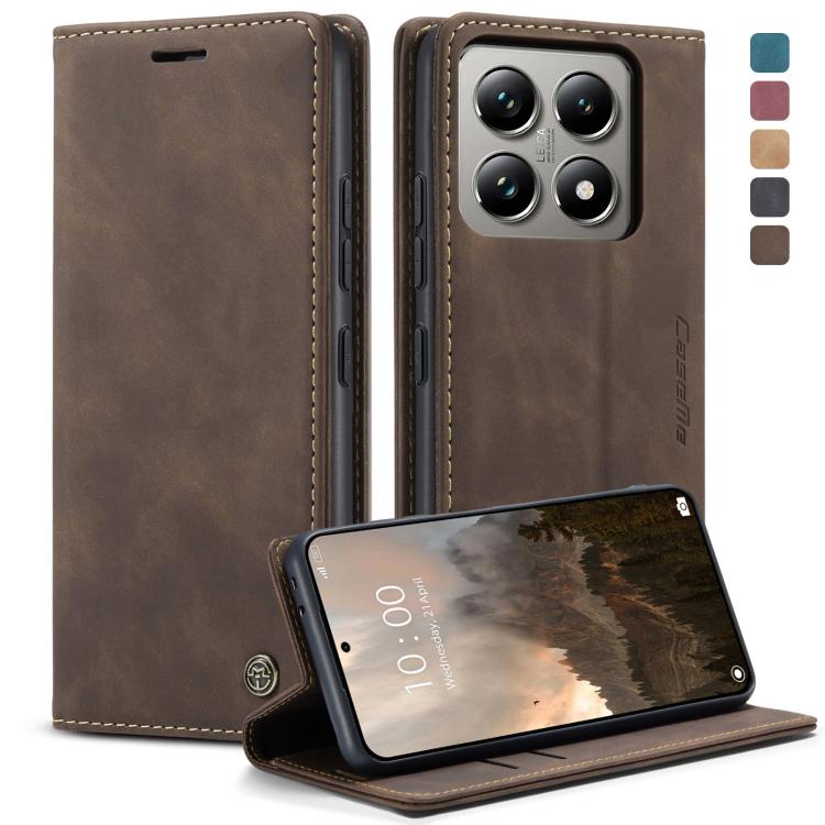 For Xiaomi 14T Pro CaseMe 013 Multifunctional Horizontal Flip Leather Phone Case(Coffee)