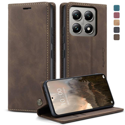 For Xiaomi 14T Pro CaseMe 013 Multifunctional Horizontal Flip Leather Phone Case(Coffee)