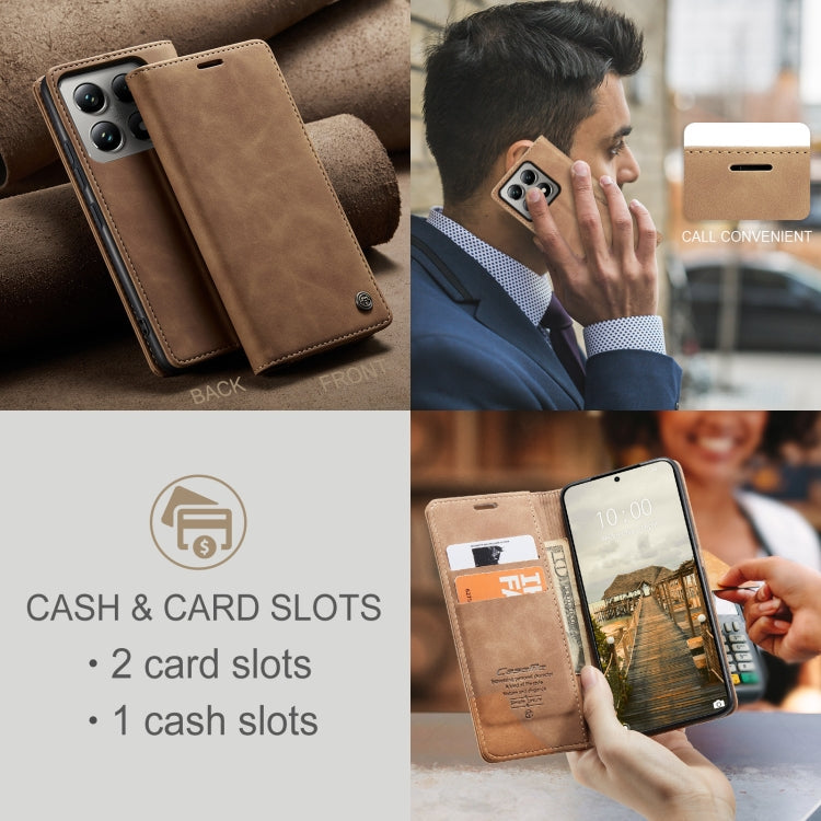 For Xiaomi 14T Pro CaseMe 013 Multifunctional Horizontal Flip Leather Phone Case(Brown)