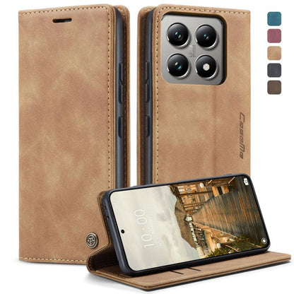 For Xiaomi 14T Pro CaseMe 013 Multifunctional Horizontal Flip Leather Phone Case(Brown)