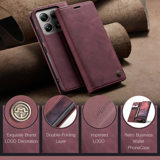 For Xiaomi 14T Pro CaseMe 013 Multifunctional Horizontal Flip Leather Phone Case(Red)