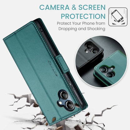 Pour Samsung Galaxy A07 / A06 Étui de téléphone en cuir anti-vol RFID CaseMe 023 avec boucle papillon et texture litchi (Vert)