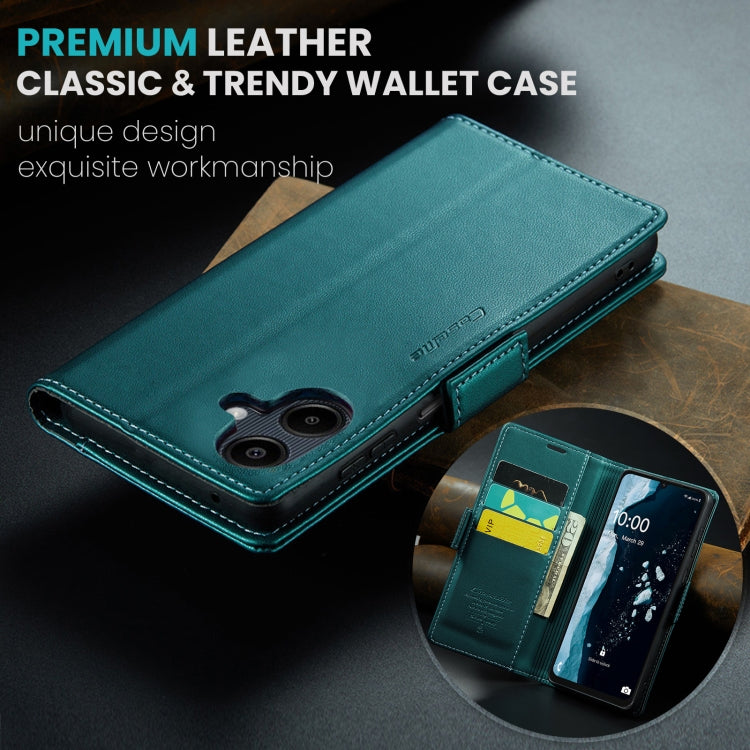 Pour Samsung Galaxy A07 / A06 Étui de téléphone en cuir anti-vol RFID CaseMe 023 avec boucle papillon et texture litchi (Vert)