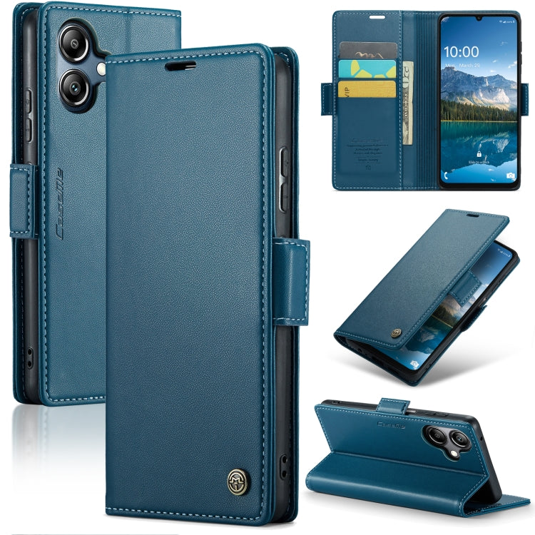 For Samsung Galaxy A07 / A06 CaseMe 023 Butterfly Buckle Litchi Texture RFID Anti-theft Leather Phone Case(Blue)