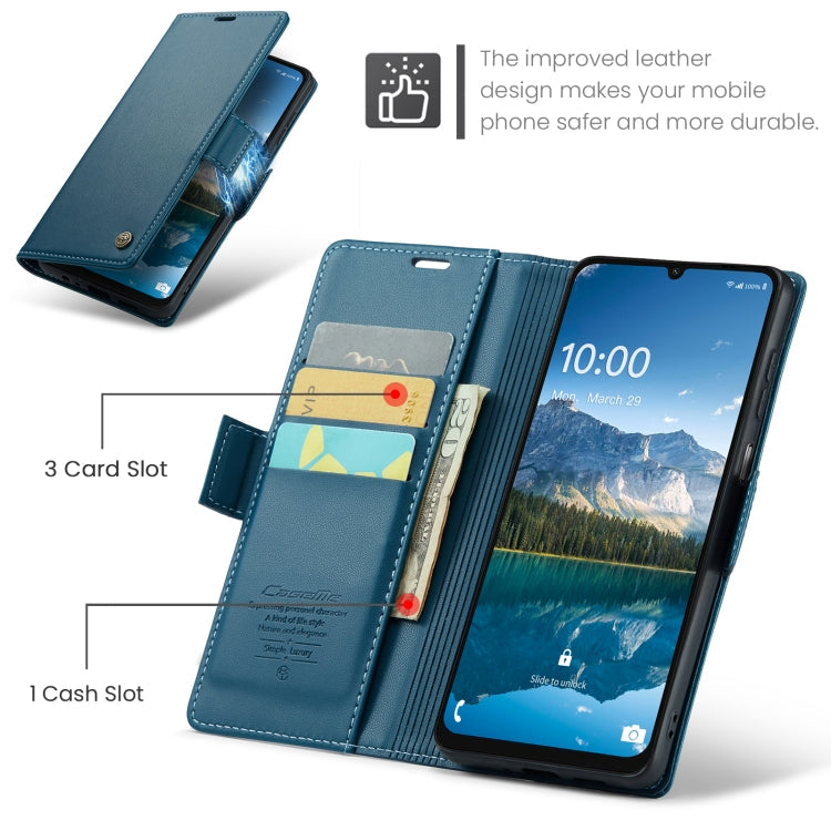 For Samsung Galaxy A07 / A06 CaseMe 023 Butterfly Buckle Litchi Texture RFID Anti-theft Leather Phone Case(Blue)