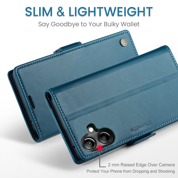 For Samsung Galaxy A07 / A06 CaseMe 023 Butterfly Buckle Litchi Texture RFID Anti-theft Leather Phone Case(Blue)