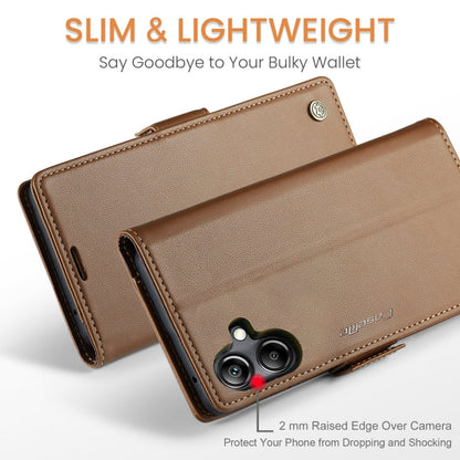 For Samsung Galaxy A07 / A06 CaseMe 023 Butterfly Buckle Litchi Texture RFID Anti-theft Leather Phone Case(Brown)