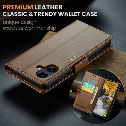 For Samsung Galaxy A07 / A06 CaseMe 023 Butterfly Buckle Litchi Texture RFID Anti-theft Leather Phone Case(Brown)