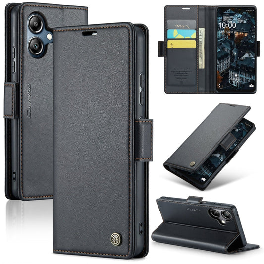 For Samsung Galaxy A07 / A06 CaseMe 023 Butterfly Buckle Litchi Texture RFID Anti-theft Leather Phone Case(Black)