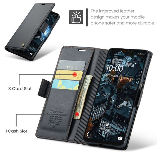 For Samsung Galaxy A07 / A06 CaseMe 023 Butterfly Buckle Litchi Texture RFID Anti-theft Leather Phone Case(Black)