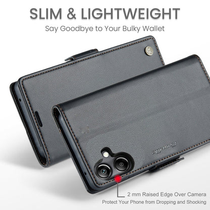 For Samsung Galaxy A07 / A06 CaseMe 023 Butterfly Buckle Litchi Texture RFID Anti-theft Leather Phone Case(Black)