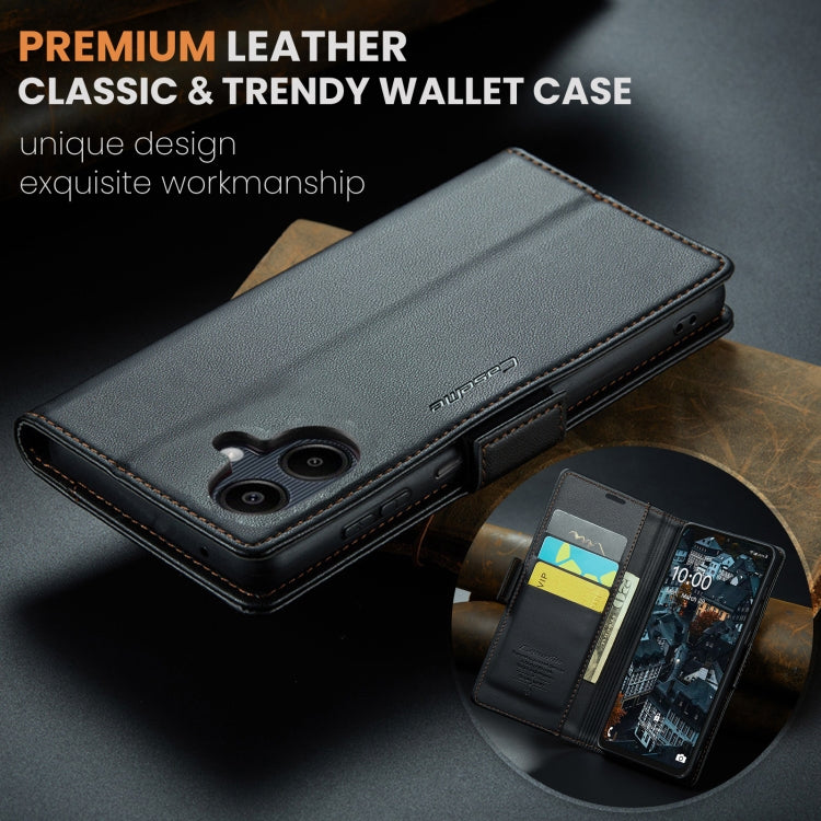 For Samsung Galaxy A07 / A06 CaseMe 023 Butterfly Buckle Litchi Texture RFID Anti-theft Leather Phone Case(Black)