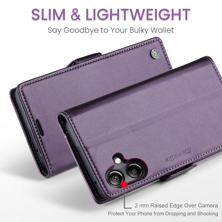For Samsung Galaxy A07 / A06 CaseMe 023 Butterfly Buckle Litchi Texture RFID Anti-theft Leather Phone Case(Purple)