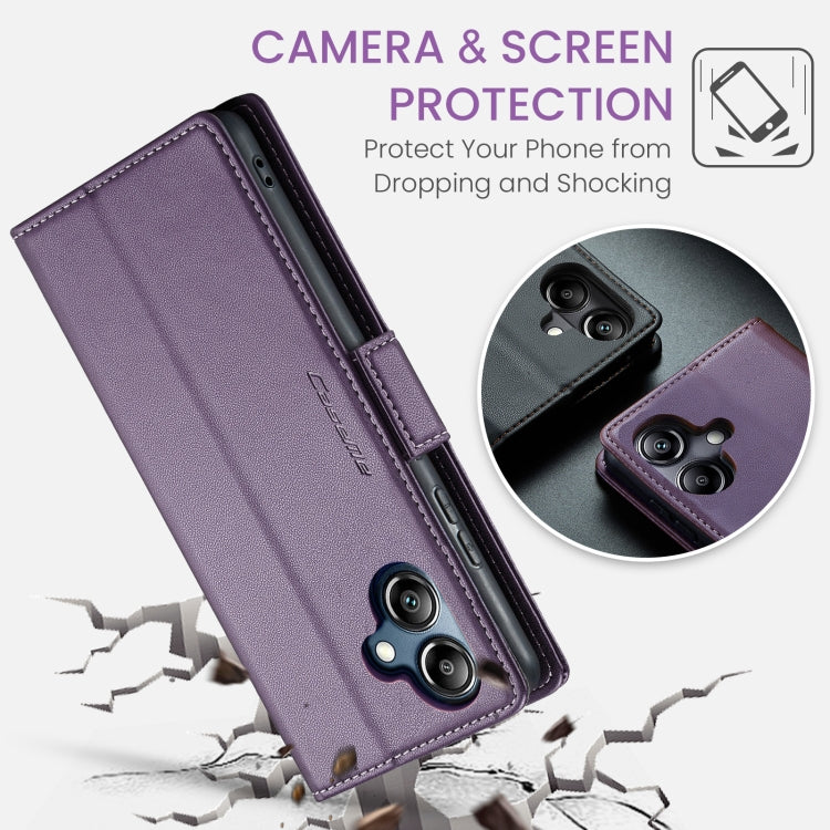 For Samsung Galaxy A07 / A06 CaseMe 023 Butterfly Buckle Litchi Texture RFID Anti-theft Leather Phone Case(Purple)