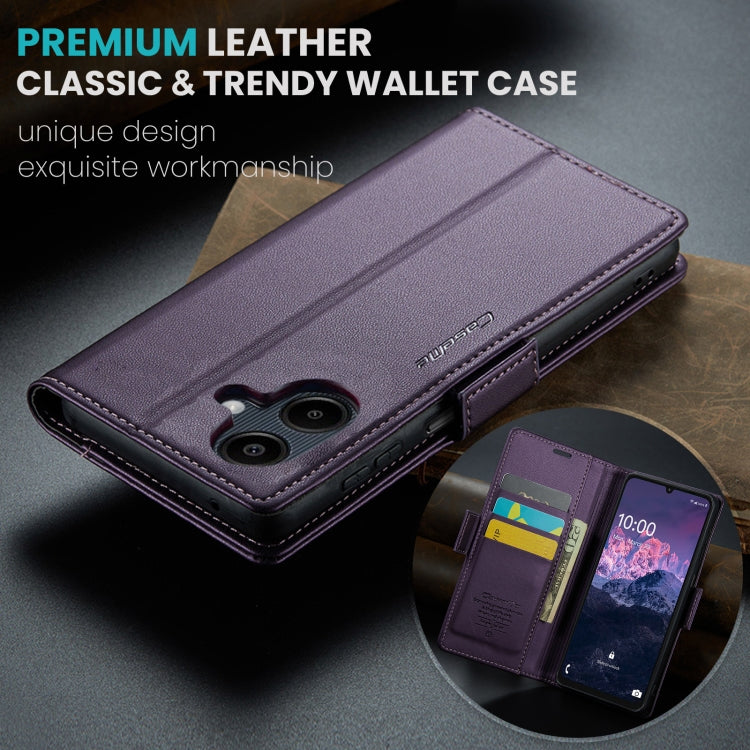 For Samsung Galaxy A07 / A06 CaseMe 023 Butterfly Buckle Litchi Texture RFID Anti-theft Leather Phone Case(Purple)